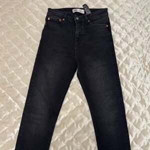 Zara Charcoal Denim High-Waist Jeans
